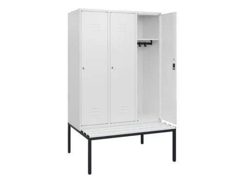 locker met bank,HxBxD 1950x1200x815mm,3vak,vak B 400mm,cil.-slot
