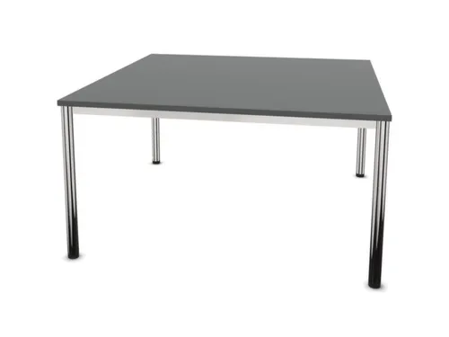 vergadertafel 74x140x140cm vierkant 4voeten verchroomd MS-donkergrijs