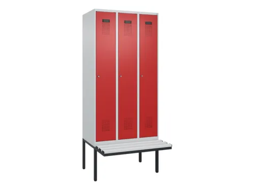 locker met bank,voor scheiding van kleding,HxBxD 2120x900x815mm,3vak