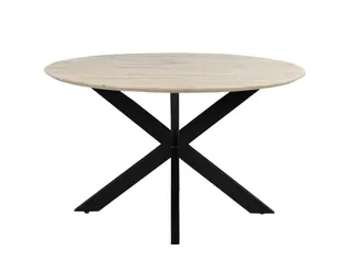 Vergadertafel Harper 130cm Rond Mango Naturel Spinpoot Zwart - 1