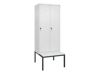 locker met bank,HxBxD 2120x800x815mm,2vak,vak B 400mm,draaigrendel - 1