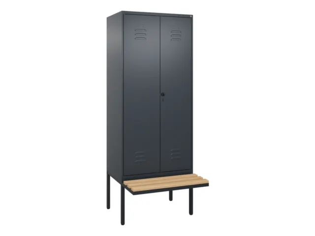 PBM-locker met bank,HxBxD 2120x800x815mm,2vak,vak B 400mm,draaigrendel