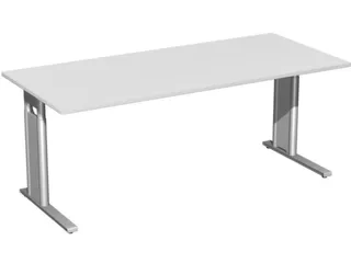 Bureau C-Poot Hxbxd 680-800x1800x800mm Decor Lichtgrijs Zilverkleurig - 1