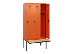 locker met bank,HxBxD 1950x900x815mm,3vak,vak B 300mm,draaigrendel