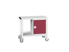 werkbank,verrijdbaar,HxBxD 910x1000x600mm,staalblad,uitrusting: kast