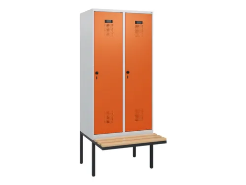 locker met bank,HxBxD 1950x800x815mm,2vak,vak B 400mm,draaigrendel