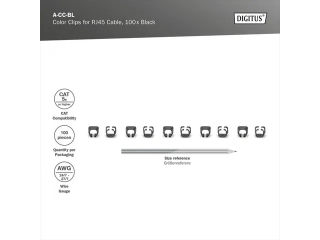Kleurclips voor RJ45-kabels Zwart verpakking van 100 stuks