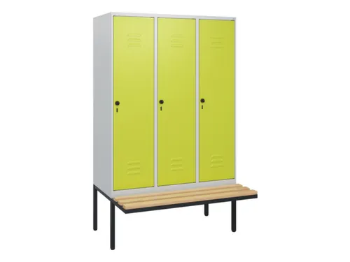 locker met bank,HxBxD 1950x1200x815mm,3vak,vak B 400mm,draaigrendel