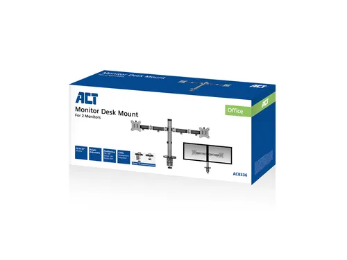 Monitorarm ACT office 2 schermen zilver