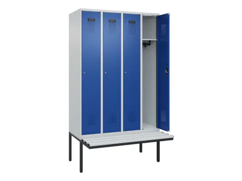 locker met bank,HxBxD 2120x1200x815mm,4vak,vak B 300mm,cilinderslot
