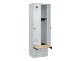 locker met bank,HxBxD 1950x600x815mm,2vak,vak B 300mm,draaigrendel - 1