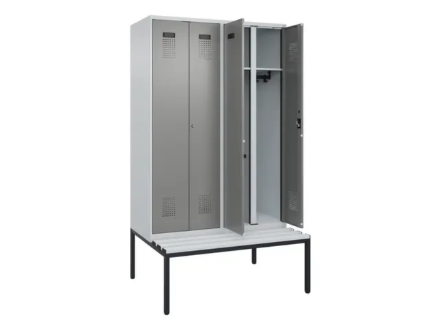 locker met bank,voor scheiding van kleding,HxBxD 2120x1200x815mm,4vak