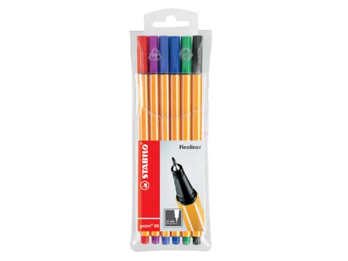 Fineliner Stabilo Point 88 0.4mm 6 Stuks Assorti