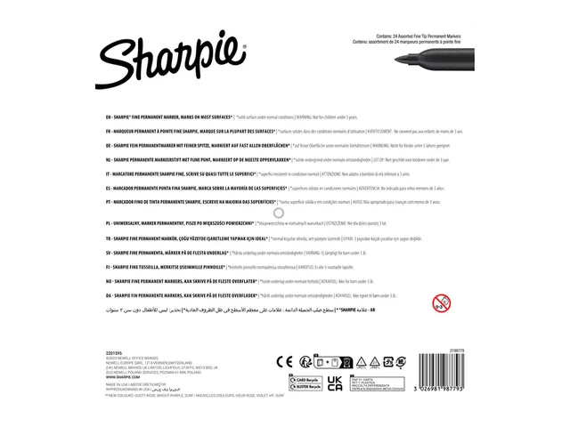 Feutre Sharpie Glampop Fin assorti blister 24 pièces