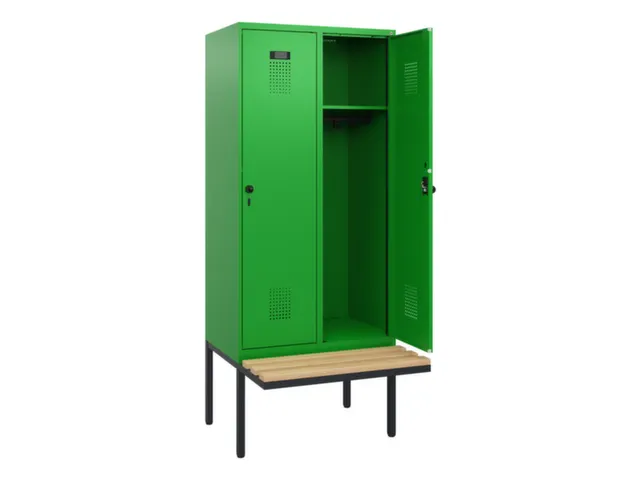 locker met bank,HxBxD 1950x800x815mm,2vak,vak B 400mm,draaigrendel