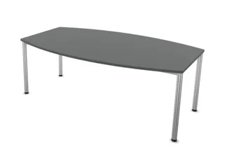 vergadertafel,HxBxD 740x2000x1200mm,vatvormig,MS-donkergrijs - 3