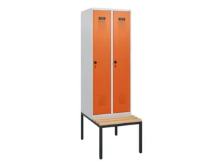 locker met bank,HxBxD 1950x600x815mm,2vak,vak B 300mm,draaigrendel - 2