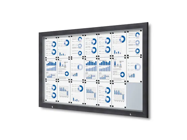 Vitrinekast mededelingenbord Outdoor 21xA4 met gasveer Antraciet