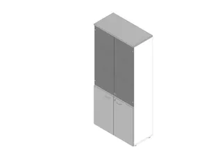 Vitrinekast 2000X900X450Mm Glazen Deuren 4Xhouten Vloer Romp Wit Grijs - 1