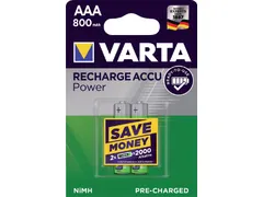 Batterij oplaadbaar Varta 2xAAA 800mAh ready2use
