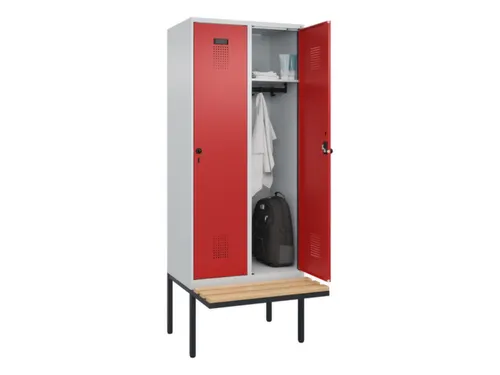 locker met bank,HxBxD 2120x800x815mm,2vak,vak B 400mm,draaigrendel