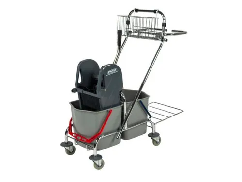 dweilwagen,HxBxD 1000x410x930mm,emmer 2x17l ROOD/BLAUW,mopwringer