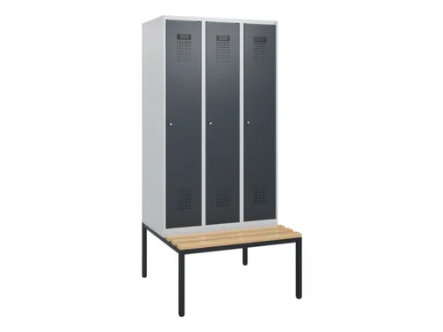 locker met bank,HxBxD 1950x900x815mm,3vak,vak B 300mm,cilinderslot