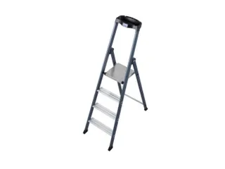 trapladder,eenzijdig,4treden,bordes met profiel,Stand H 0,85m - 1