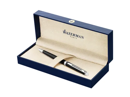 Balpen Waterman Hémisphère Black lacquer CT Medium Blauwe inkt