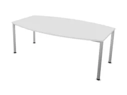 vergadertafel HxBxD 74x200x120cm vatvormig Bl-wit alu