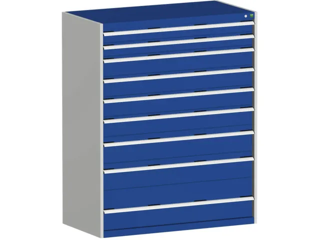 ladekast HxBxD 1600x1300x650mm 9laden RAL7035 front RAL5010