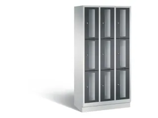 Lockerkast 1800x900x500mm 3x3 vakken Cilinderslot, Sokkel, RAL7021 - 2