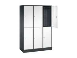 Dubbeldekse garderobekast,HxBxD 1950x1220x500mm,3x2vak.,vak B 360mm