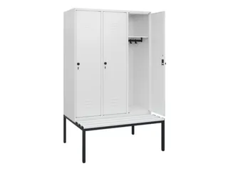 locker met bank,HxBxD 1950x1200x815mm,3vak,vak B 400mm,draaigrendel - 2