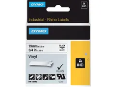 Labeltape Dymo Rhino 18445 vinyl 19mmx5.5m zwart op wit
