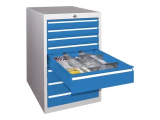ladekast 800x500x600mm 8laden cilinderslot RAL7035 front RAL5012 - 1