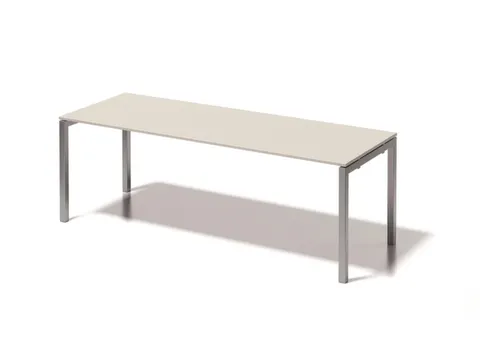 bureau HxBxD 740x2200x800mm blad grijswit 4-voeten zilverkleurig