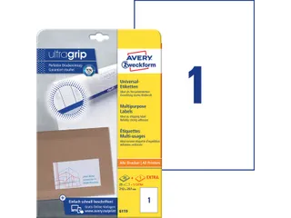Etiket Avery Zweckform 6119 210x297mm A4 wit 25stuks - 2