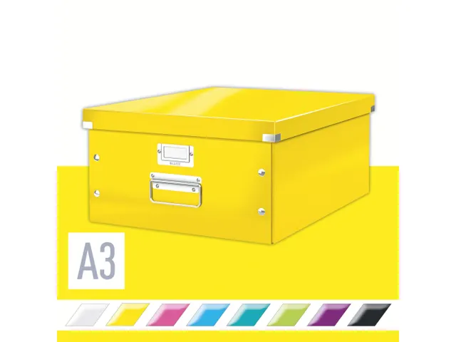Opbergbox WOW Click & Store 369x200x482mm geel 85% gerecycled karton