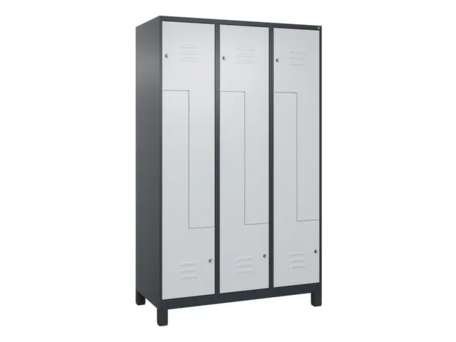 Z-garderobekast,HxBxD 1950x1200x500mm,vak B 200/400mm,cil.-slot,voeten