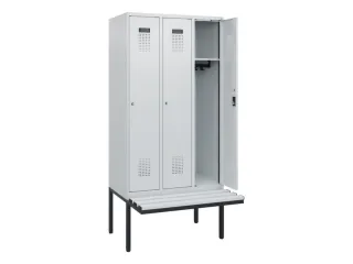 locker met bank,HxBxD 1950x900x815mm,3vak,vak B 300mm,cilinderslot - 1