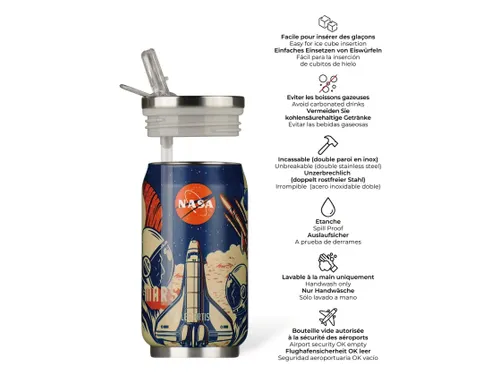 Thermosbeker Les Artistes Paris blik 280ml Nasa met geïntegreerd riet