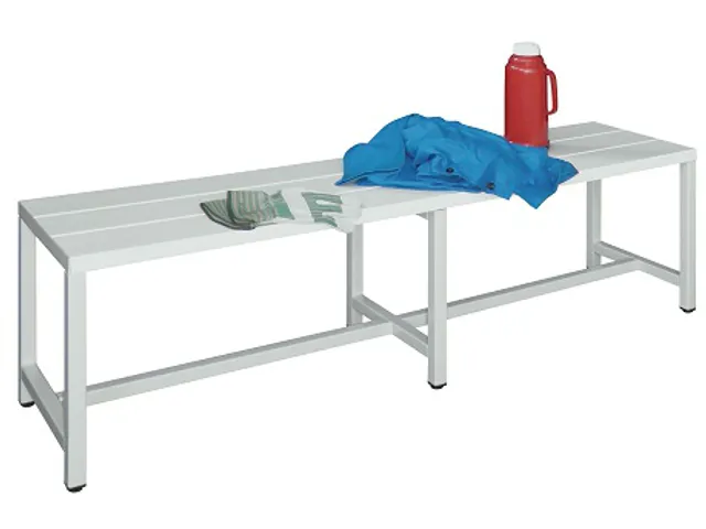 banc-patère HxLxP 430x1500x370mm piètement RAL7035