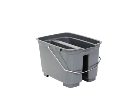 Emmer Dubbel 2 vaks kunststof 46x37x28cm grijs