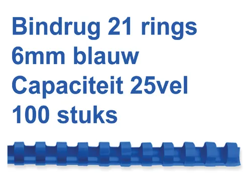 Bindrug Gbc 6mm 21-Rings A4 Blauw 100 Stuks