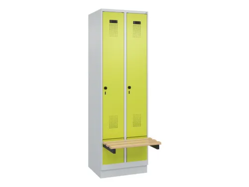 locker met bank,HxBxD 1950x600x815mm,2vak,vak B 300mm,draaigrendel