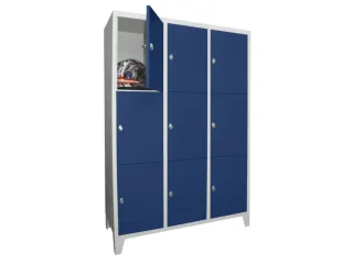 lockerkast,HxBxD 1850x1200x500mm,3x3vakken,RAL7035,front RAL5010 - 2