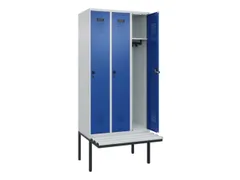 locker met bank,HxBxD 2120x900x815mm,3vak,vak B 300mm,draaigrendel