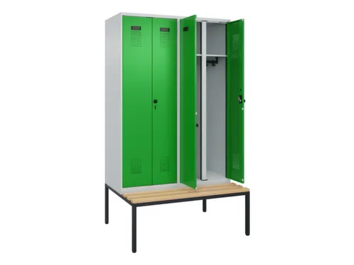 locker met bank,voor scheiding van kleding,HxBxD 2120x1200x815mm,4vak