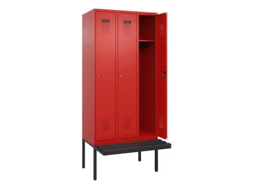 locker met bank,HxBxD 2120x900x815mm,3vak,vak B 300mm,cilinderslot